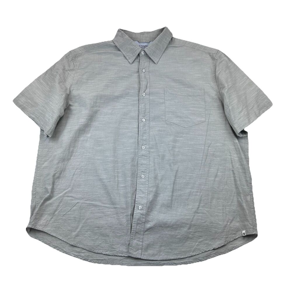 Chaps Coastland Wash Chambray Button Up Shirt Mens 2XB Gray Short Sleeve